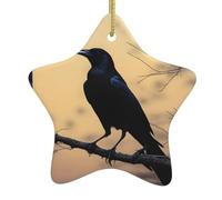 YYHHAOFA Black Crow Birds Picture Holiday indoor Christmas decoration pentagram ceramic durable party gift