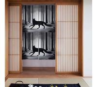 YYHHAOFA Black Fox in the Forest Picture Curtain 2 Pcs Spliced 34x56in Good Drape, Smooth and Not Easily Wrinkled, Fabric curtains, room dividers