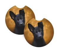 YYHHAOFA Black german shepherd dog Prints Car Cup Coasters 2-Pack - Engineered Neoprene Layers: Heat, Spill & Scratch Defense