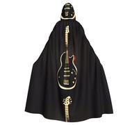 YYHHAOFA Black Guitar Prints Hooded Cloak - Long Polyester Throw for Cosplay & Halloween