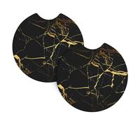 YYHHAOFA Black marble Prints Car Cup Coasters 2-Pack - High-Grade Drink Layers: Protect Your Ride & Simplify Life!