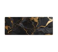 Yyhhaofa Black Marble Texture Gold Printed Extra Large Mouse Pad, Computer Office Anti Slip Gaming Keyboard Thickened Version 12x31.5in