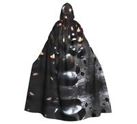 YYHHAOFA Black Mystery Heart Stone Pattern Halloween Adult Hooded Cape Men'S And Women'S Clothing Mantle Role-Playing