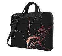 YYHHAOFA Black rose gold Marble Prints Ultra-thin portable shoulder laptop bag 15.6 inch Stylish and Protective Super soft lining