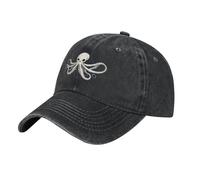 YYHHAOFA Black Skeleton Octopus Prints Washed Cowboy Baseball Cap for Adults - Stylish and Breathable Hat
