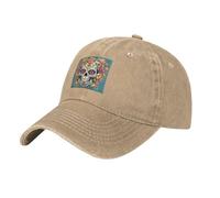 YYHHAOFA Black Sugar Skull Print Prints Washed Cowboy Baseball Cap for Adults - Stylish and Breathable Hat, Natural, One size