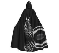 YYHHAOFA Black & White Zebra Prints Hooded Cloak - Long Polyester Throw for Cosplay & Halloween