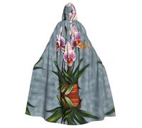 YYHHAOFA Blooming Orchids Prints Halloween Adult Hooded Cloak for Party Decoration Cosplay Costumes Stage Masquerade