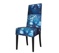 YYHHAOFA Blue butterfly in the water Printed dining chair cover is easy to disassemble and made of high resilience fabric that is wear-resistant