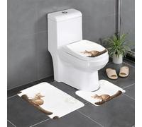 YYHHAOFA Blue eyed cat Printed Anti slip floor mat three piece set bathroom carpet anti slip durable