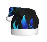 YYHHAOFA Blue flame and small flowers Pattern Christmas Hat for Adult Making It a Fun and Durable Gift for Men and Women
