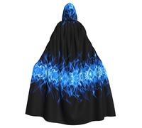 YYHHAOFA Blue Flame Prints Hooded Cloak Throw for Cosplay - Long Sleeves, Durable Festival Layer