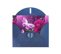 YYHHAOFA Blue Greeting Card Beautiful Purple Butterfly Floral Picture 4x6in for Christmas, children's birthdays, Valentine's Day, wedding anniversaries, and party invitations