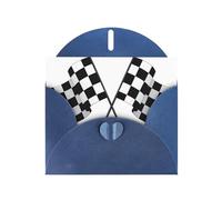 YYHHAOFA Blue Greeting Card Black White Formula Checkered Flags Pattern Picture 4x6in for Christmas, children's birthdays, Valentine's Day, wedding anniversaries, and party invitations