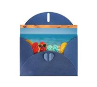 YYHHAOFA Blue Greeting Card Colorful Flip Flops Beach Ball Picture 4x6in for Christmas, children's birthdays, Valentine's Day, wedding anniversaries, and party invitations