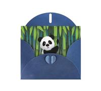 YYHHAOFA Blue Greeting Card Curious Baby Panda Picture 4x6in for Christmas, children's birthdays, Valentine's Day, wedding anniversaries, and party invitations
