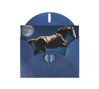YYHHAOFA Blue Greeting Card Horse Under The Moon Picture for Christmas, Children's Birthday, Valentine's Day, and Party Invitation