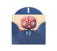 YYHHAOFA Blue Greeting Card Human Brain Picture for Christmas, Children's Birthday, Valentine's Day, and Party Invitation