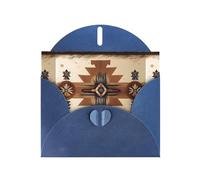 YYHHAOFA Blue Greeting Card Native American Patterns Picture 4x6in for Christmas, children's birthdays, Valentine's Day, wedding anniversaries, and party invitations