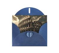 YYHHAOFA Blue Greeting Card Remains of the Roman Colosseum Picture for Christmas, Children's Birthday, Valentine's Day, and Party Invitation