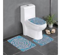 YYHHAOFA Blue Polynesian Maori Tribal Pattern Pattern Three Piece Set of Bathroom Floor mats, Bathroom Shower mats, Anti Slip Quick Drying