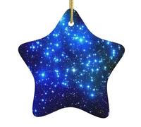 YYHHAOFA Blue Shining Stars Prints Christmas ceramic star pendant - Festive Hanging Ornament for Homes 3.12 x 3.12 in