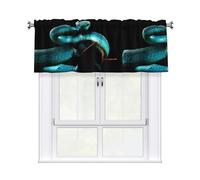 YYHHAOFA Blue Snake Prints 54x18in Curtain Valance - Durable Peach Skin Polyester Kitchen Layer with Light Filtering Floral & 3" Rod Pocket