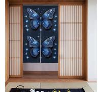YYHHAOFA Blue Starry Butterfly Picture Curtain 2 Pcs Spliced 34x56in Good Drape, Smooth and Not Easily Wrinkled, Fabric curtains, room dividers