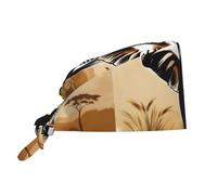 YYHHAOFA Bouffant Scrub Caps African Elephant Printing - Adjustable Surgical Caps for Men and Women Black