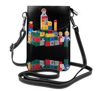 YYHHAOFA Building Block Toys Pattern Small Leather Women'S Crossbody Flip Phone Bag, Waterproof And Durable