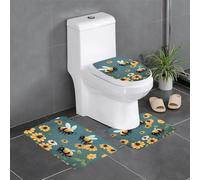 YYHHAOFA Bumble Bees Picture Anti-Slip Bathroom Rugs Set - 3-Piece Contour, Oval & Rectangular Mats for Toilet, Vanity & Restrooms