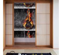 YYHHAOFA burning guitar Printed Curtain two Pieces Spliced 34x56in Fabric curtains, room dividers Fabric, Smooth & Not Easily Wrinkled
