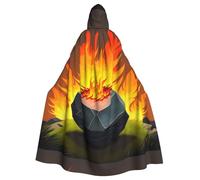 YYHHAOFA Burning Stone Printed Halloween Adult Hooded Cloak is a super large, comfortable, and durable cloak