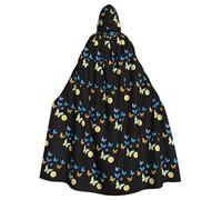 YYHHAOFA Butterflies dancing around gold coins Pattern Halloween Adult Hooded Cape Large Hooded Cloak with Bow Tie, No Zipper