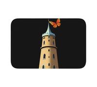 YYHHAOFA Butterfly on The top of The Tower Printed Anti Slip and Thickened Floor mat Suitable for bathrooms, bedrooms, Washable Carpet Floor mats 16X24 in