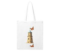 YYHHAOFA Butterfly on the top of the tower Prints Woman Canvas Tote Bag Strong and durable for traveling, shopping, Daily One Size
