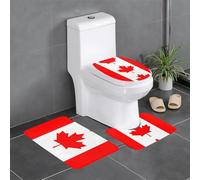 YYHHAOFA Canadian Flag Pattern Three Piece Set of Bathroom Floor mats, Bathroom Shower mats, Anti Slip Quick Drying
