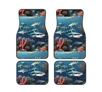 YYHHAOFA Car Floor Mats Set of 4 - Durable Neoprene Throw Rugs | for Auto Interior Sharks under the sea Pattern