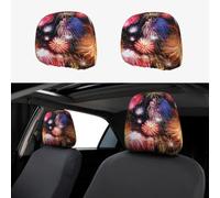 YYHHAOFA Car Headrest Cover 2 Pcs Elastic Fit, Easy Install, Breathable
