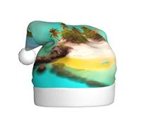 YYHHAOFA Caribbean Scenery Pattern Christmas Hat for Adult Making It a Fun and Durable Gift for Men and Women