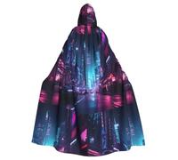 YYHHAOFA Cars On The Street Pattern Halloween Adult Hooded Cape Large Hooded Cloak with Bow Tie, No Zipper