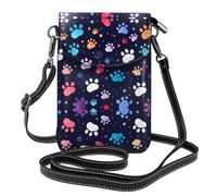 YYHHAOFA Cartoon Cat Paw Prints Pattern Small Leather Women'S Crossbody Flip Phone Bag, Waterproof And Durable