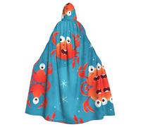 YYHHAOFA Cartoon Crab Pattern Halloween Adult Hooded Cape Men'S And Women'S Clothing Mantle Role-Playing