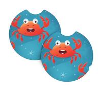 YYHHAOFA Cartoon Crab Prints Car Coasters 2 Pack - Durable, Waterproof, and Stylish Cup Holder Protection