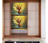 YYHHAOFA cartoon honey bee Pattern Door curtain partition splicing privacy protection suitable for kitchen, bathroom, room 34x56in