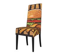 YYHHAOFA cartoon oversized burgers Printed dining chair cover is easy to disassemble and made of high resilience fabric that is wear-resistant