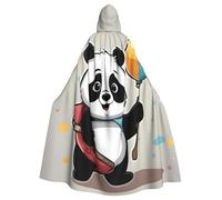 YYHHAOFA Cartoon Red Panda Pattern Halloween Adult Hooded Cape Men'S And Women'S Clothing Mantle Role-Playing