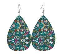 YYHHAOFA Cartoon Science Theme Prints Drip Earrings - Stylish Faux Leather Drops with 925 Sterling Silver Hooks - Hypoallergenic & Long-Lasting