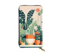 YYHHAOFA Cartoon small green plant Stamp Leather long clutch wallet : Comfortable, lightweight, waterproof, durable 7.48 x 4.13 in, Black, One Size