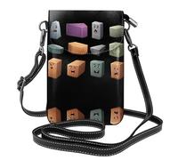 YYHHAOFA Cartoon Stone Blocks Pattern Small Leather Women'S Crossbody Flip Phone Bag, Waterproof And Durable
